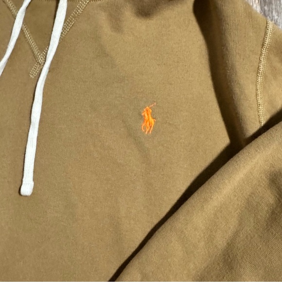 Ralph Lauren Tan Hoodie with Orange Logo - Picture 2 of 3